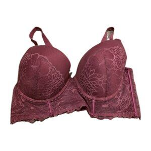 NWOT! Daisy Fuentes Intimates Full Figure Long line bra Purple Lace Size 42D